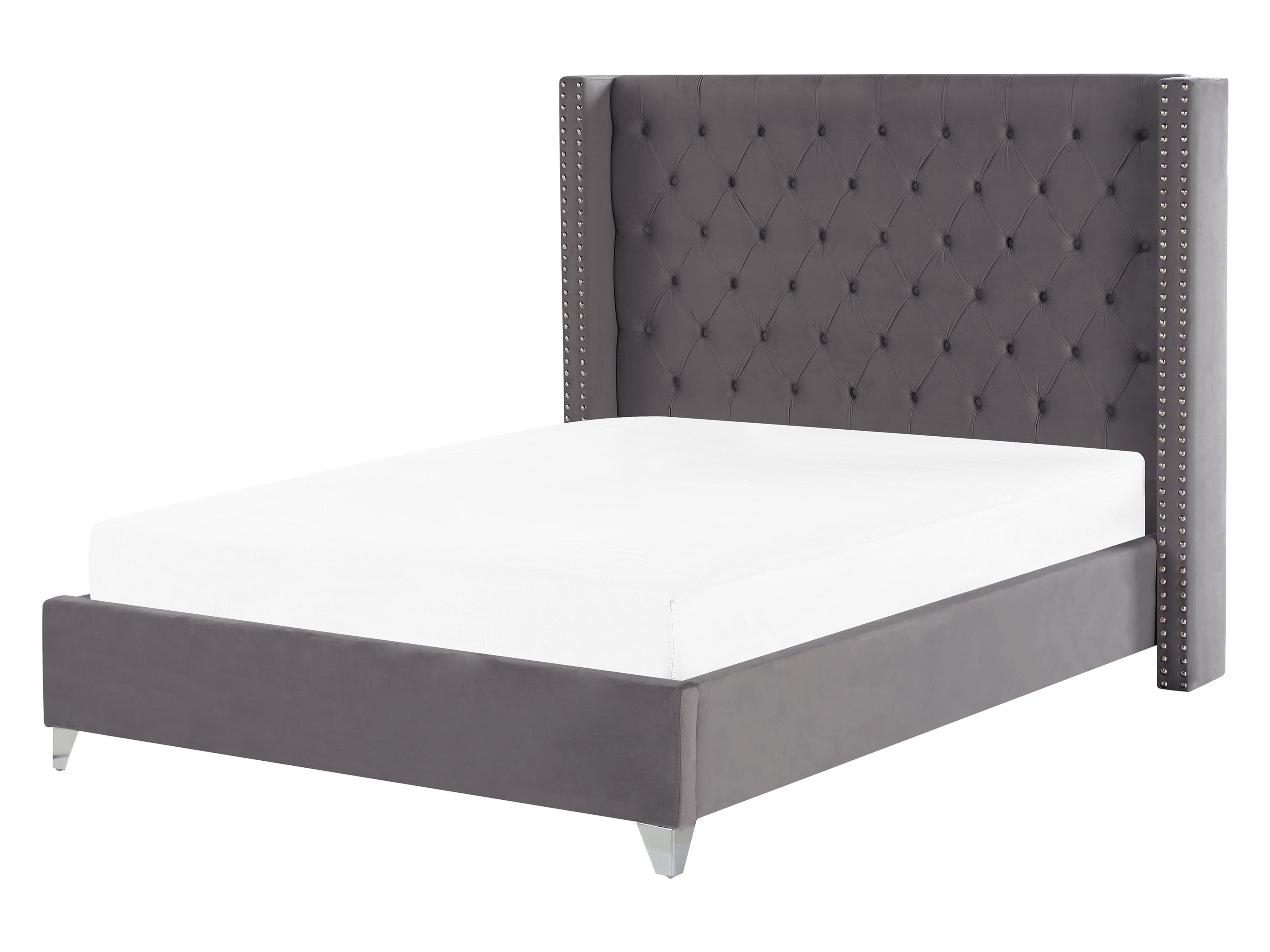 Bed Fluweel LUBBON 160 x 200 cm Grijs