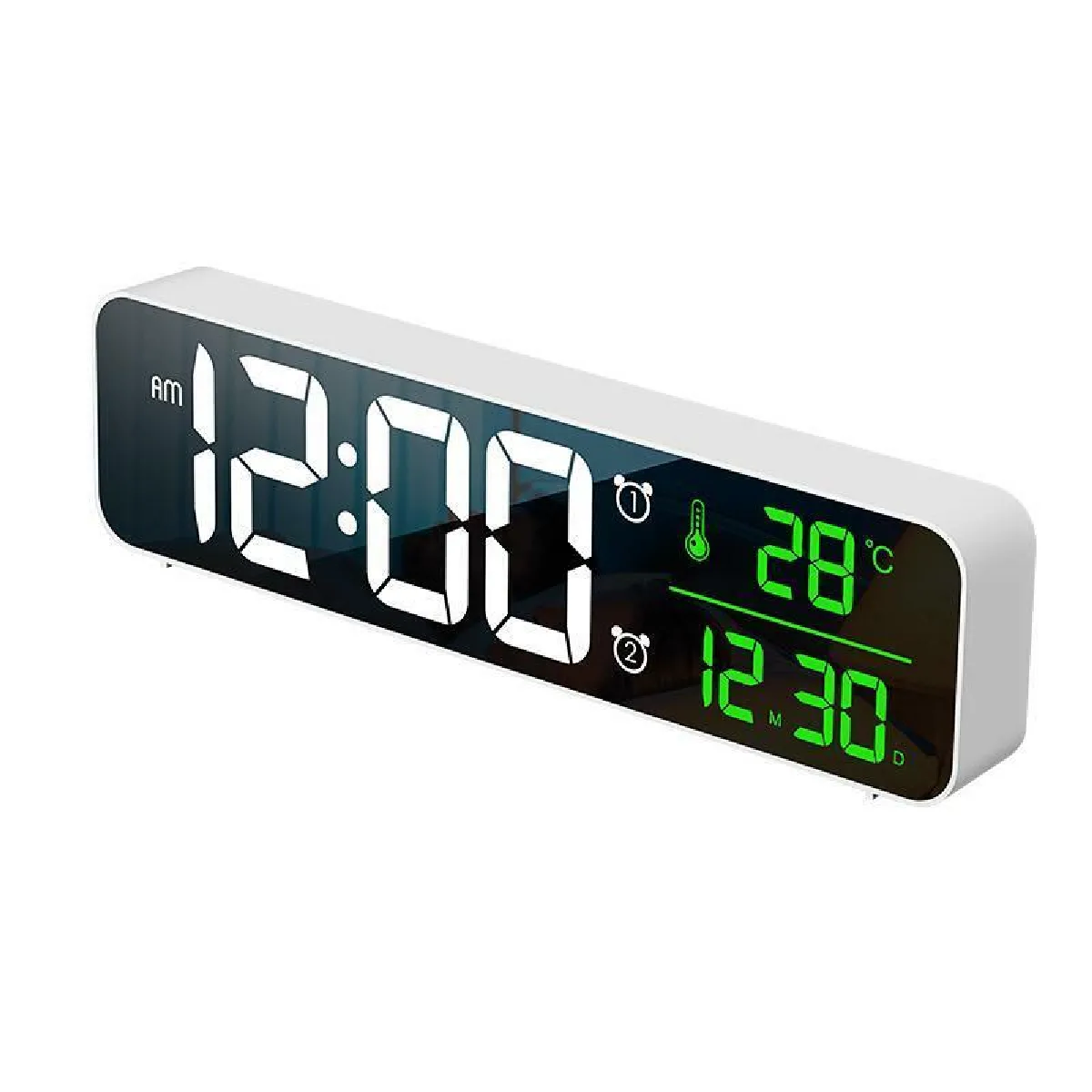 justgreenbox Double réveil audio LED - Blanc