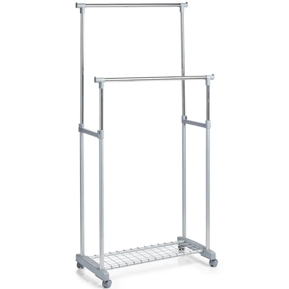 Zeller Kledingrek - dubbele stang - verrijdbaar - 107 cm