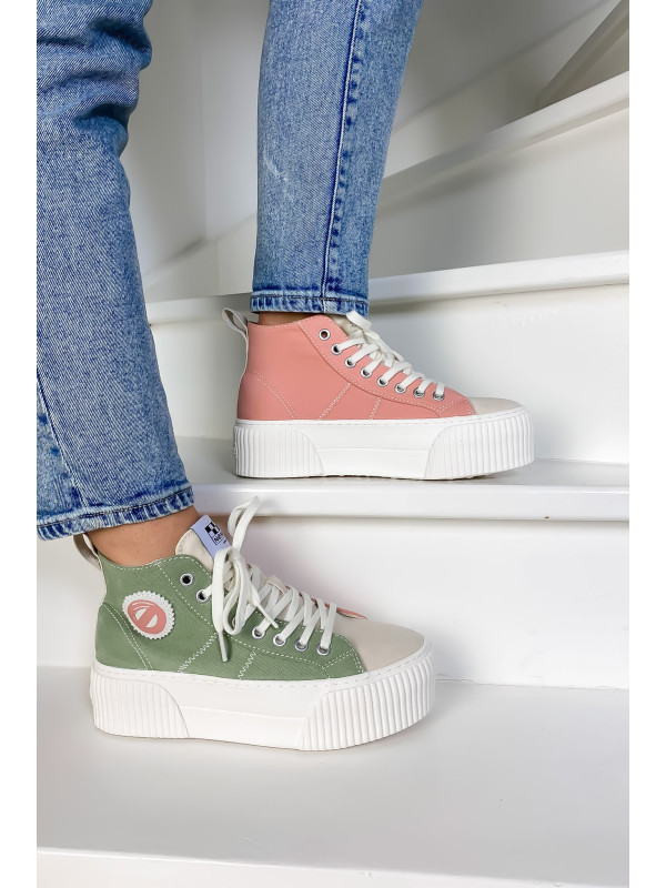 No Name - IRON MID Soft Canvas Bambou/Salmon
