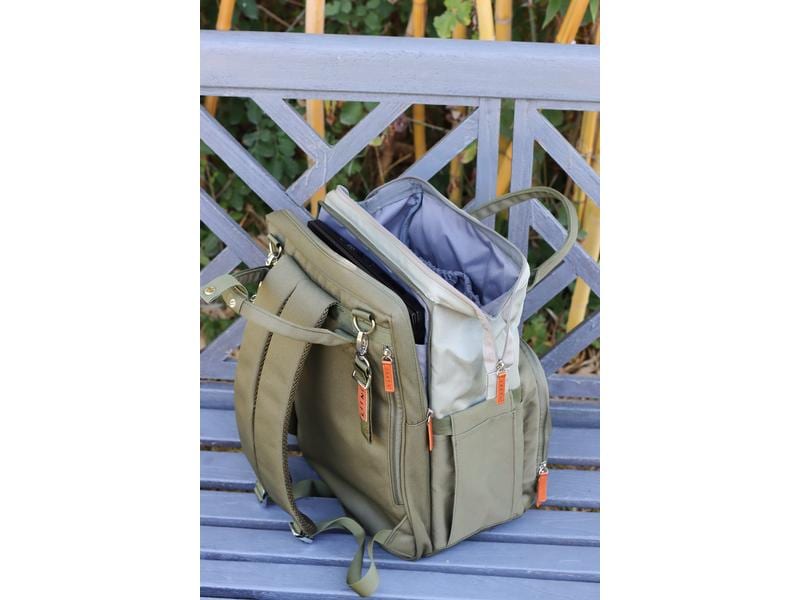 LIINI Wickelrucksack rPET Olive Wickelrucksack mit wasserabweisender Wickelunterlage für unterwegs