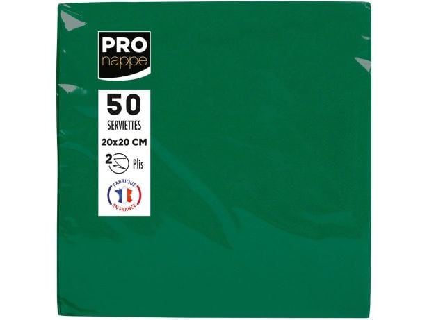 PRO nappe Papierservietten Grün 20 cm x 20 cm, 50 Stück Packung mit 50 Cocktail-Servietten