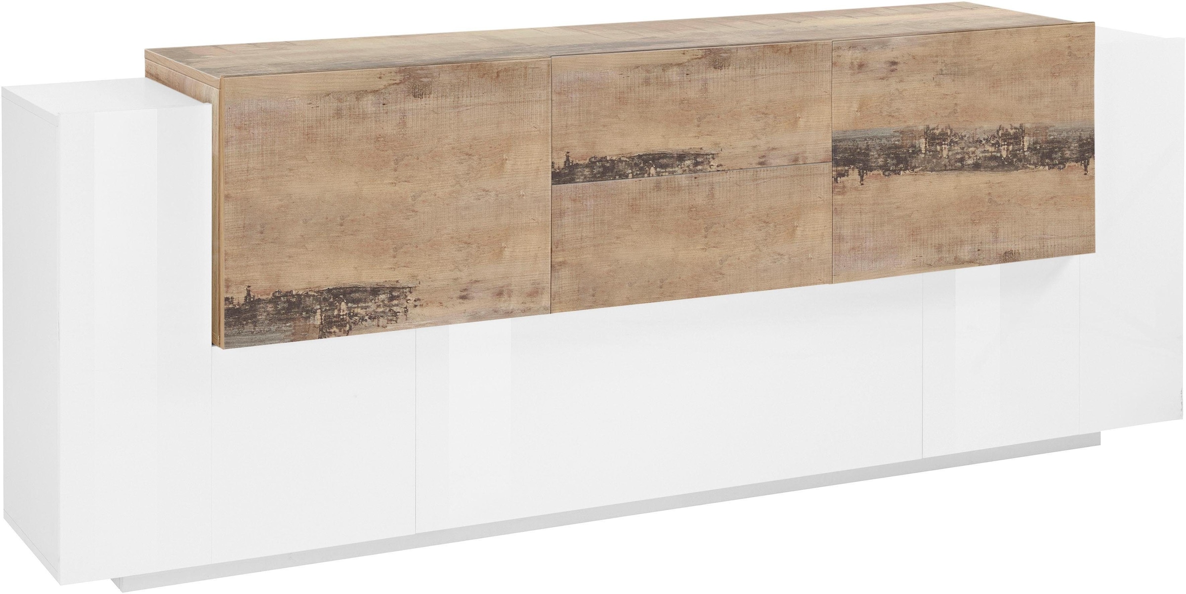 INOSIGN Sideboard »Coro, Kommode, Schrank, Kredenz, grifflos mit Einlegeböden« 1 Klappe,4 Türen,2 Schubkästen Doppeltiefe, Breite 220
