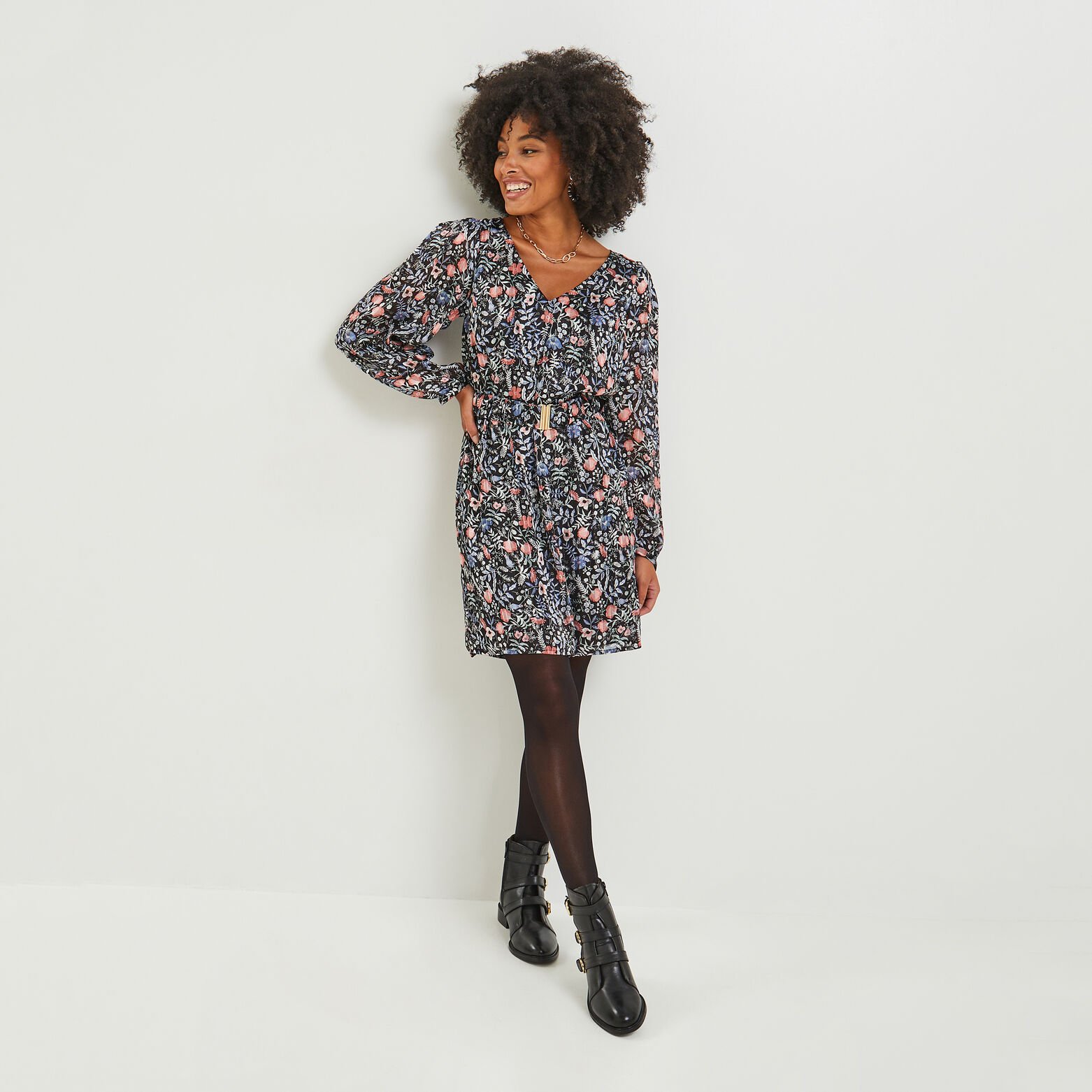 Robe col V femme