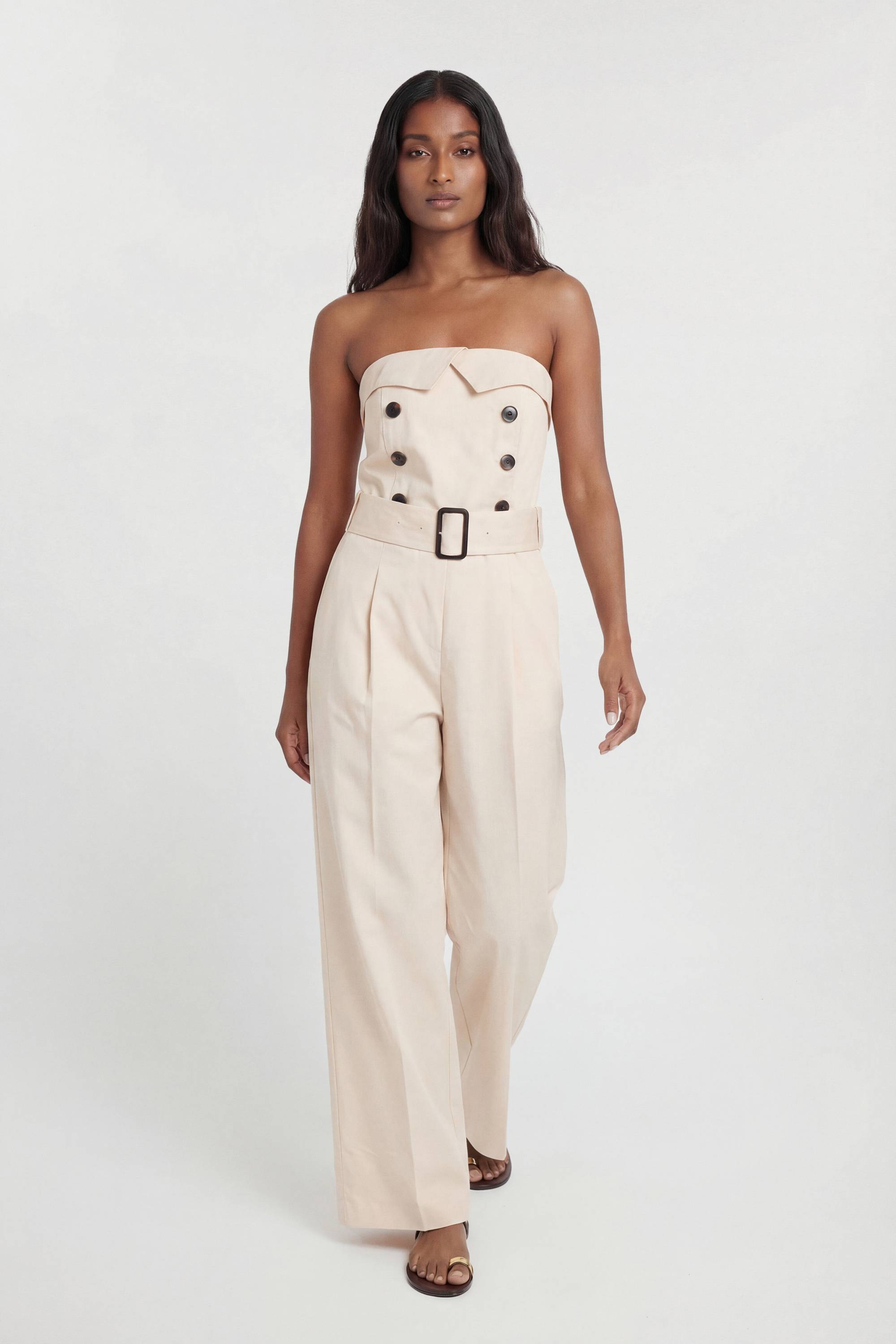 KarenMillen Combinaison-pantalon Bustier En Coton Façon Trench Tailleur Petite