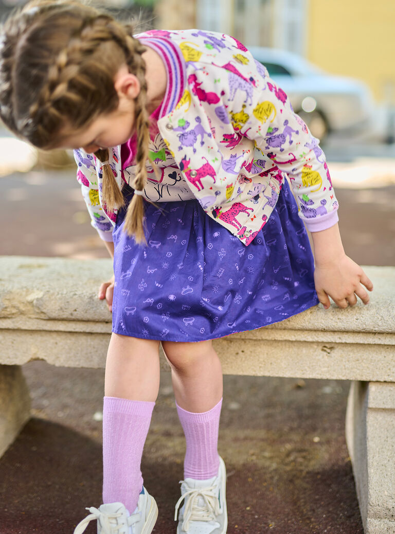 Jupe réversible imprimée bleu pour fille