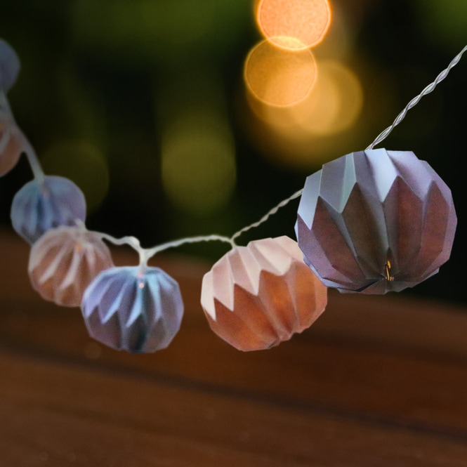 Lichterkette Kugeln grau/blau - mit 10 LED - ca. 6,5 x 200 cm