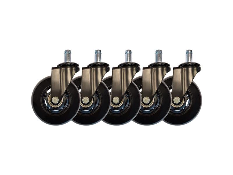 LC-Power Gaming Stuhlrollen 5er Set Schwarz Rollenset in der Farbe Schwarz für schnelles Gleiten von Tisch zu Tisch