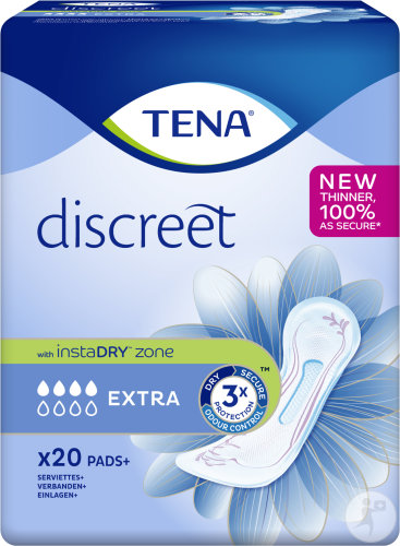 Tena Discreet Extra InstaDry Zone Serviettes Hygiéniques 20 Pièces