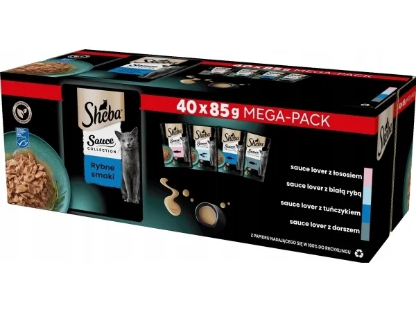 Sheba SHEBA Sauce Collection Fish Flavours in sauce vådfoder til katte i poser 85 g x 40 stk
