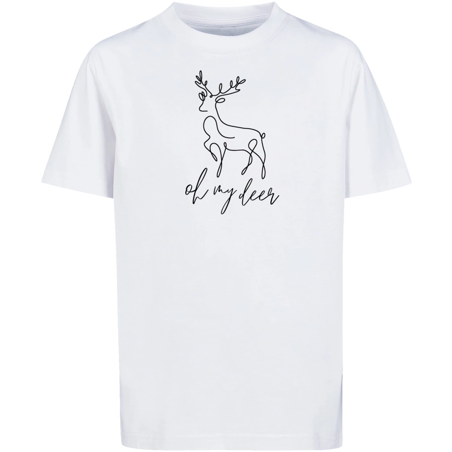 F4NT4STIC T-Shirt Winter Christmas Deer weiß