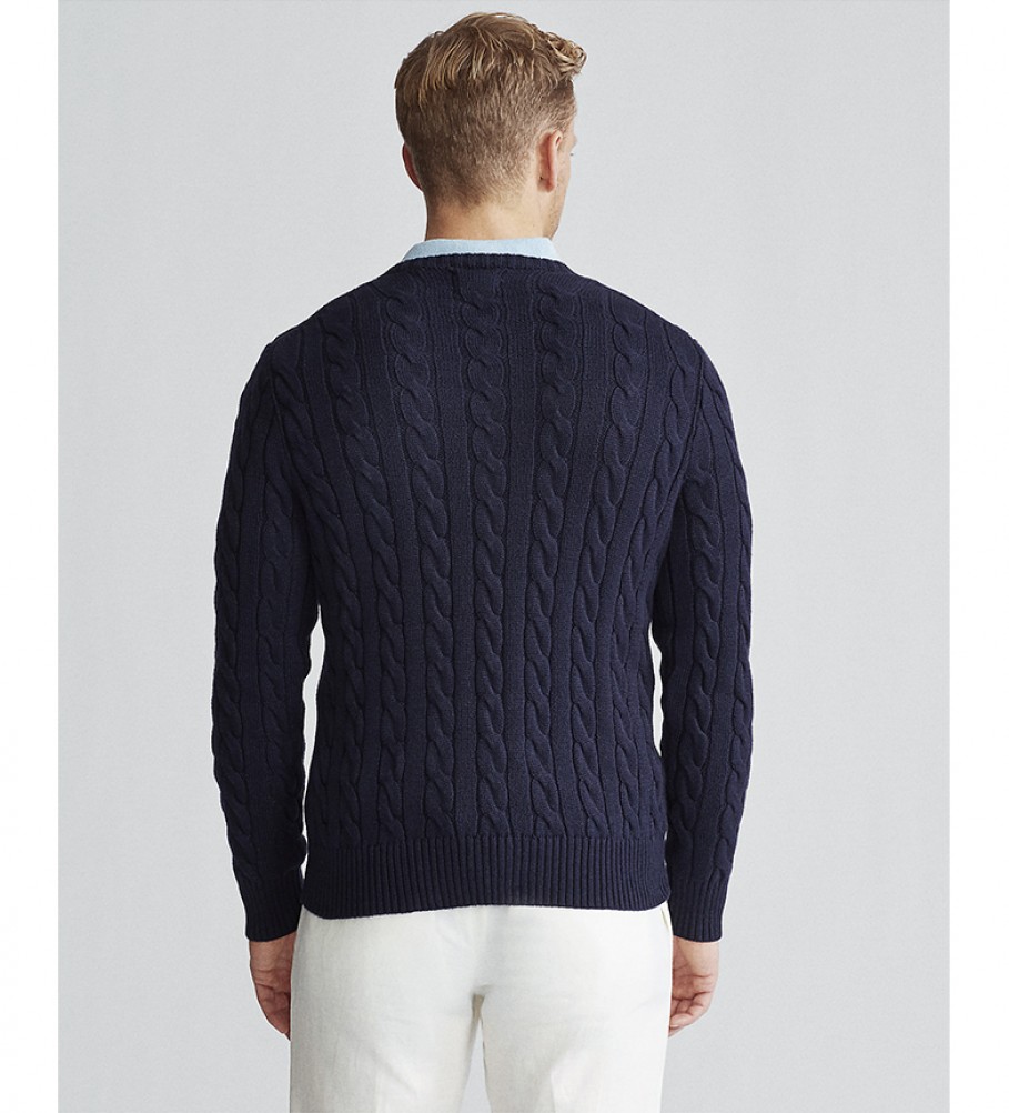 Suéter Ralph Lauren azul-marinho de algodão com tranças