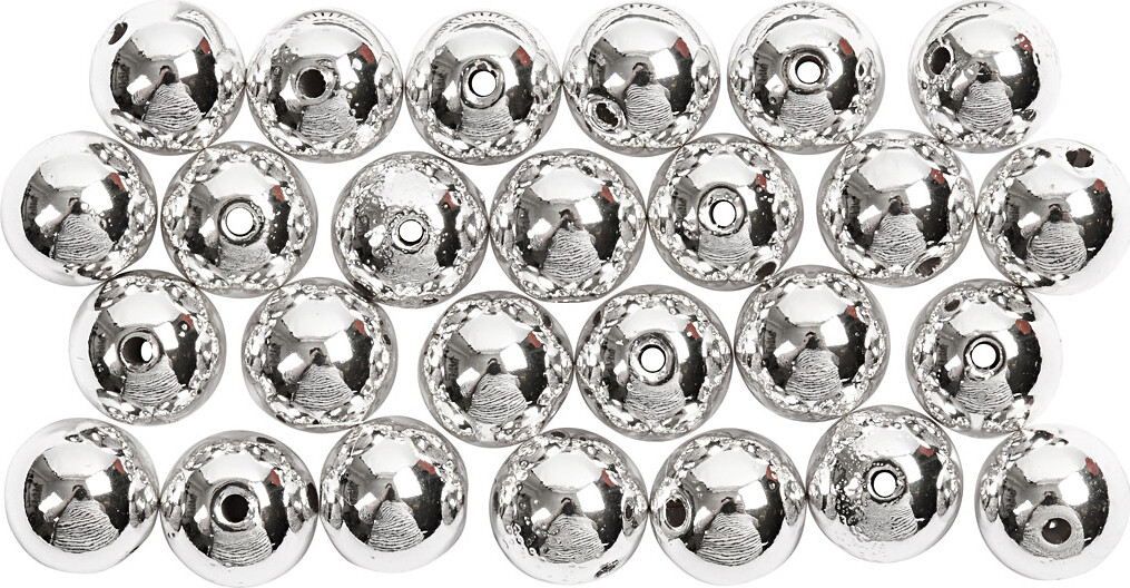 Voksperler - Ø 8 MM - Hulstr. 1 MM - Sølv - 50 Stk