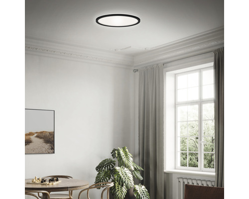 LED plafondlamp 18W 2400 lm 4000 K Ø 29,3 cm Slank zwart + achtergrondverlichting
