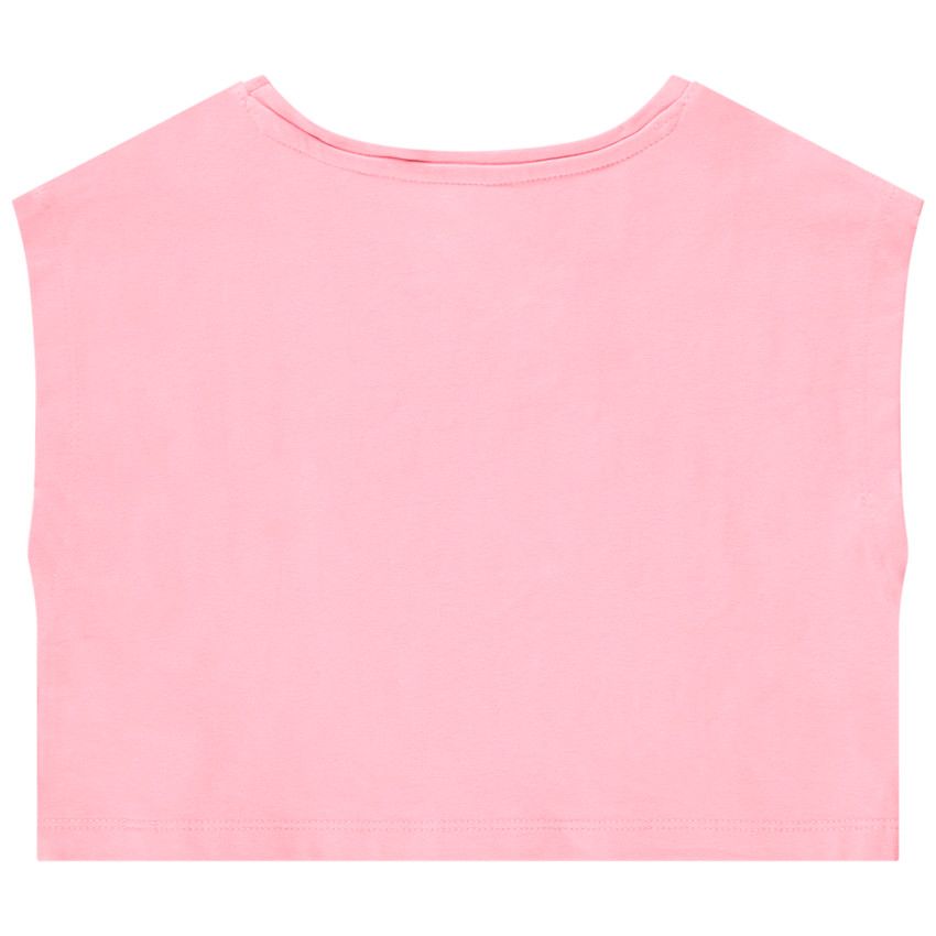 T-shirt manches courtes forme boîte print fleur embossed pour fille - Multicolore