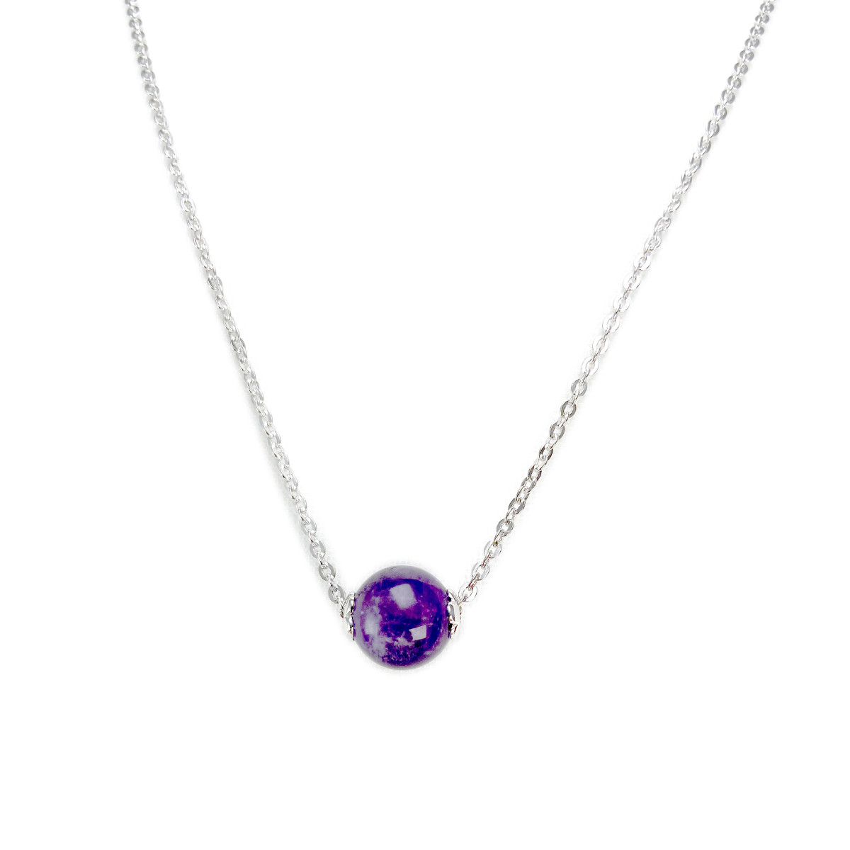 Collier d'occasion argent 925 améthyste 42 cm