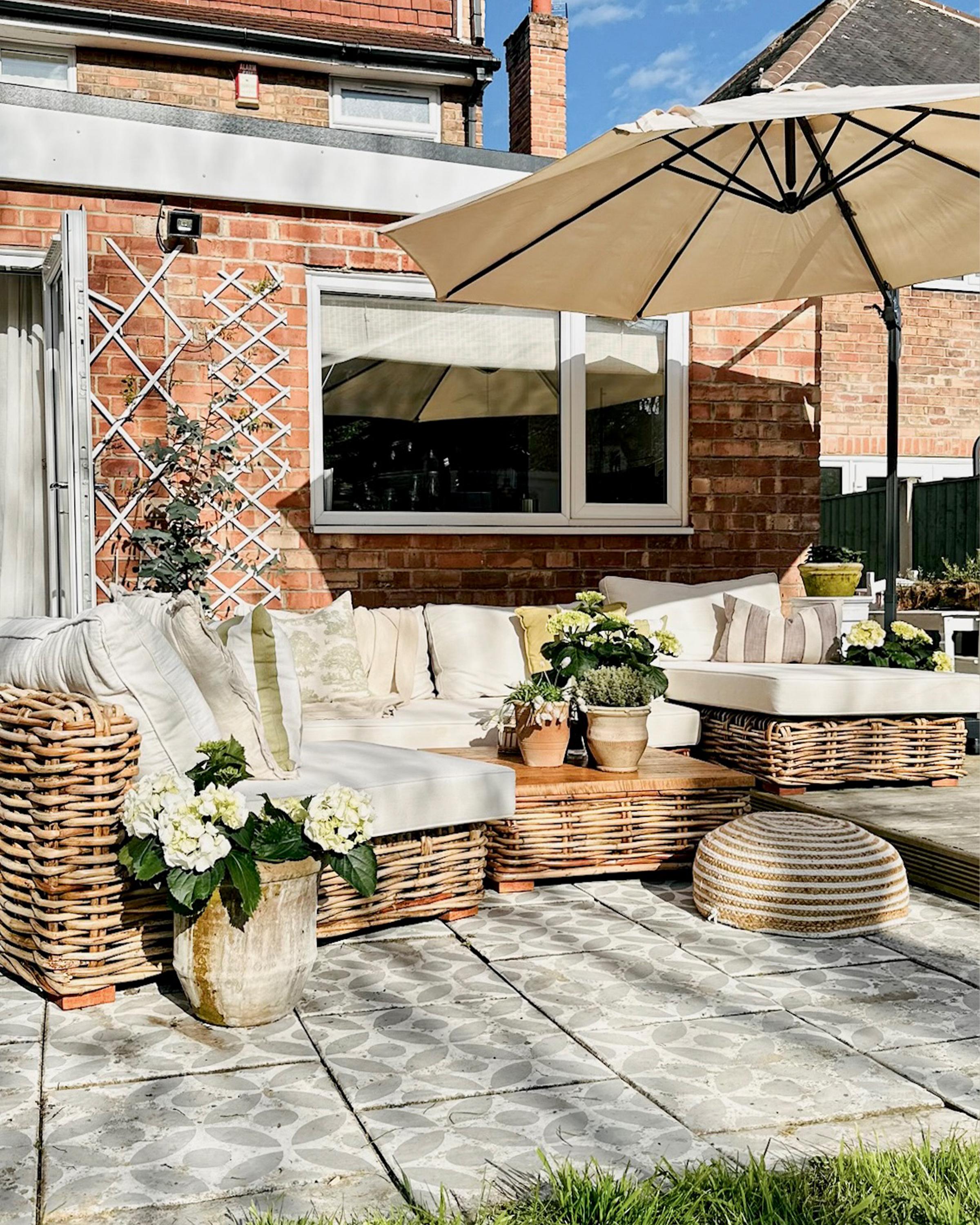 Loungeset met tafel 4-zits VARALLO linkszijdig modulair Rotan Natuurlijk