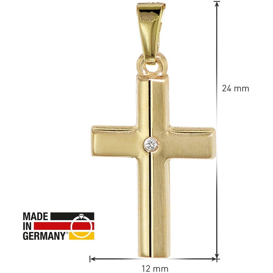 trendor Kinder Kreuz Gold 333 mit Zirkonia und goldplattierte Kette gold