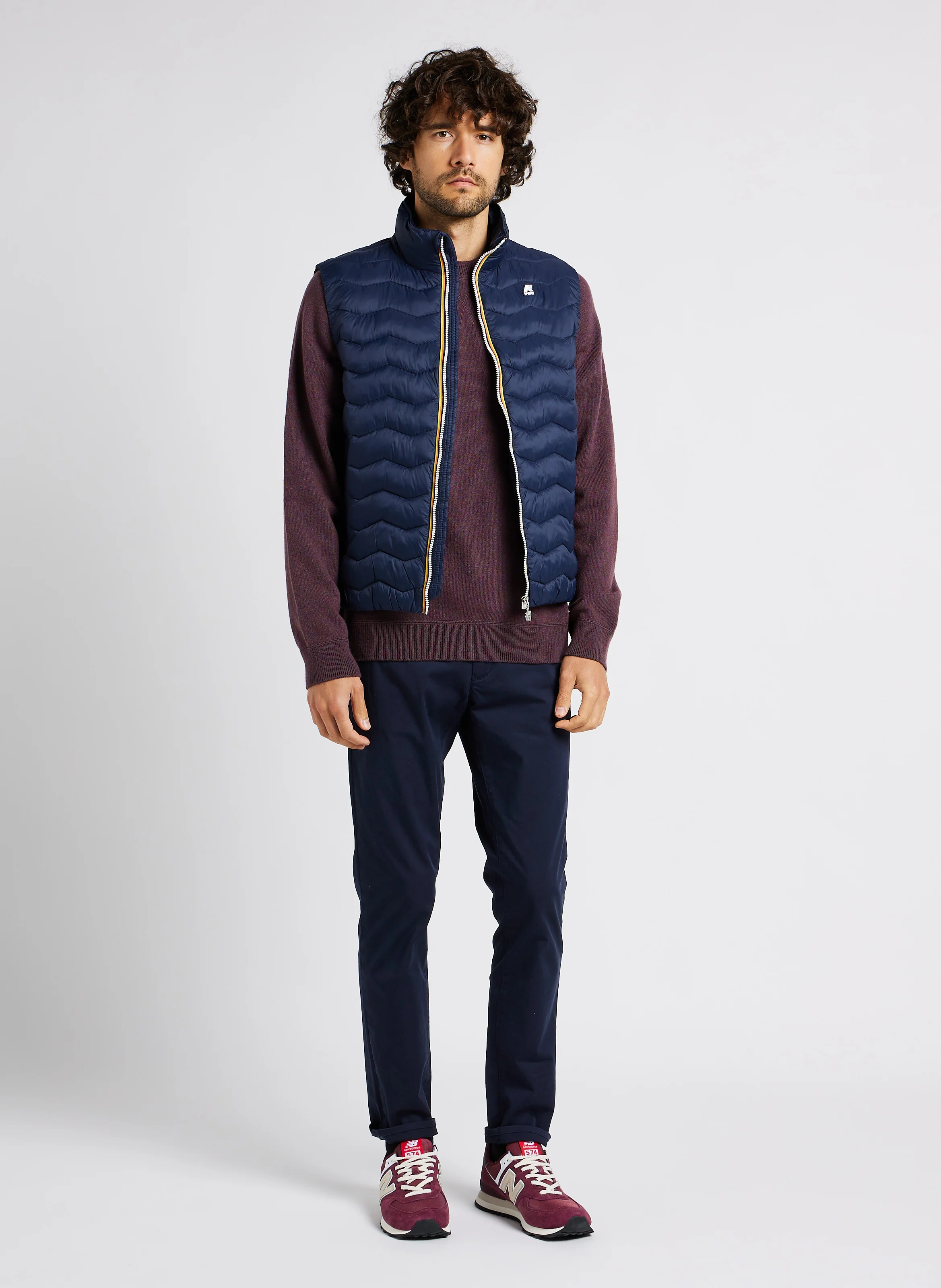 Pull col rond en laine droit | Violet