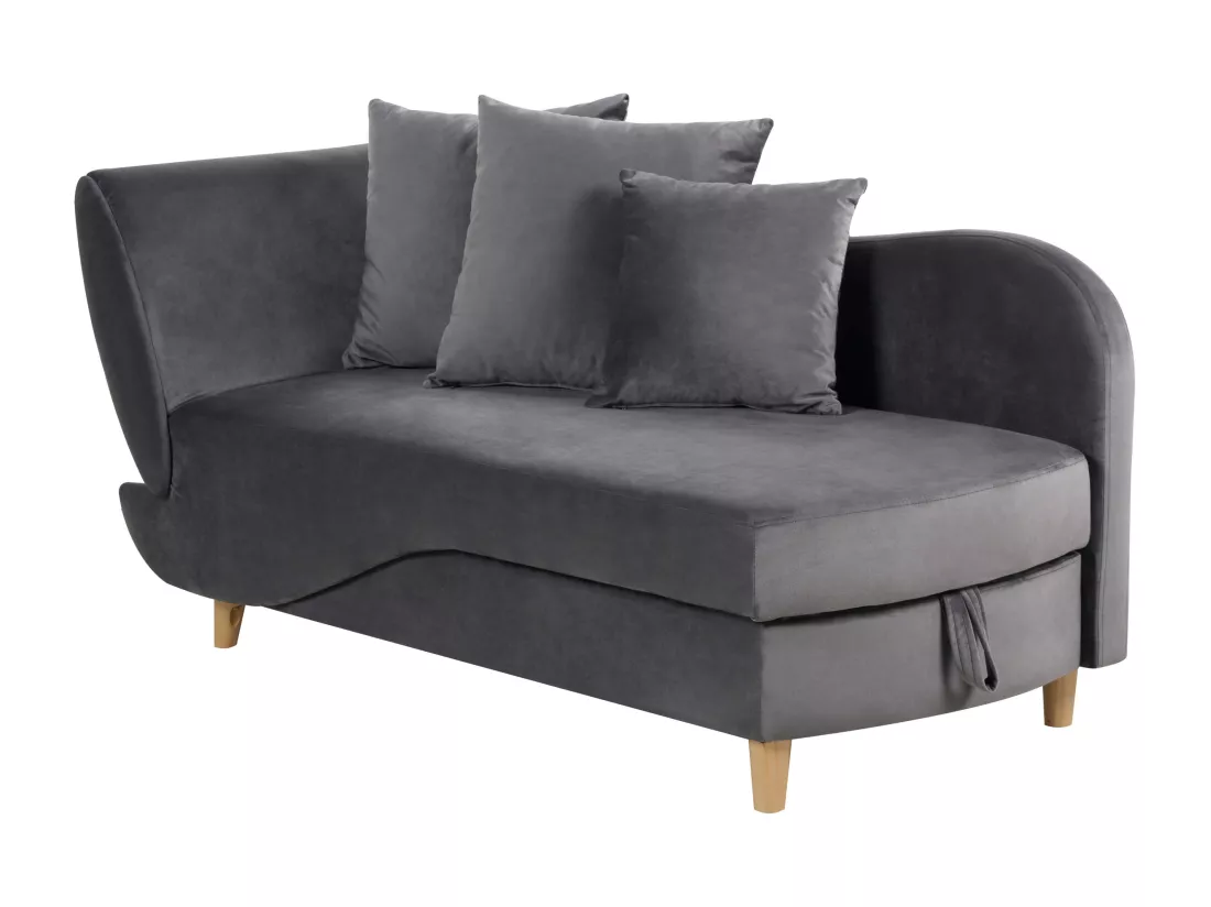 Chaise longue en velours côté droite gris foncé MERI II