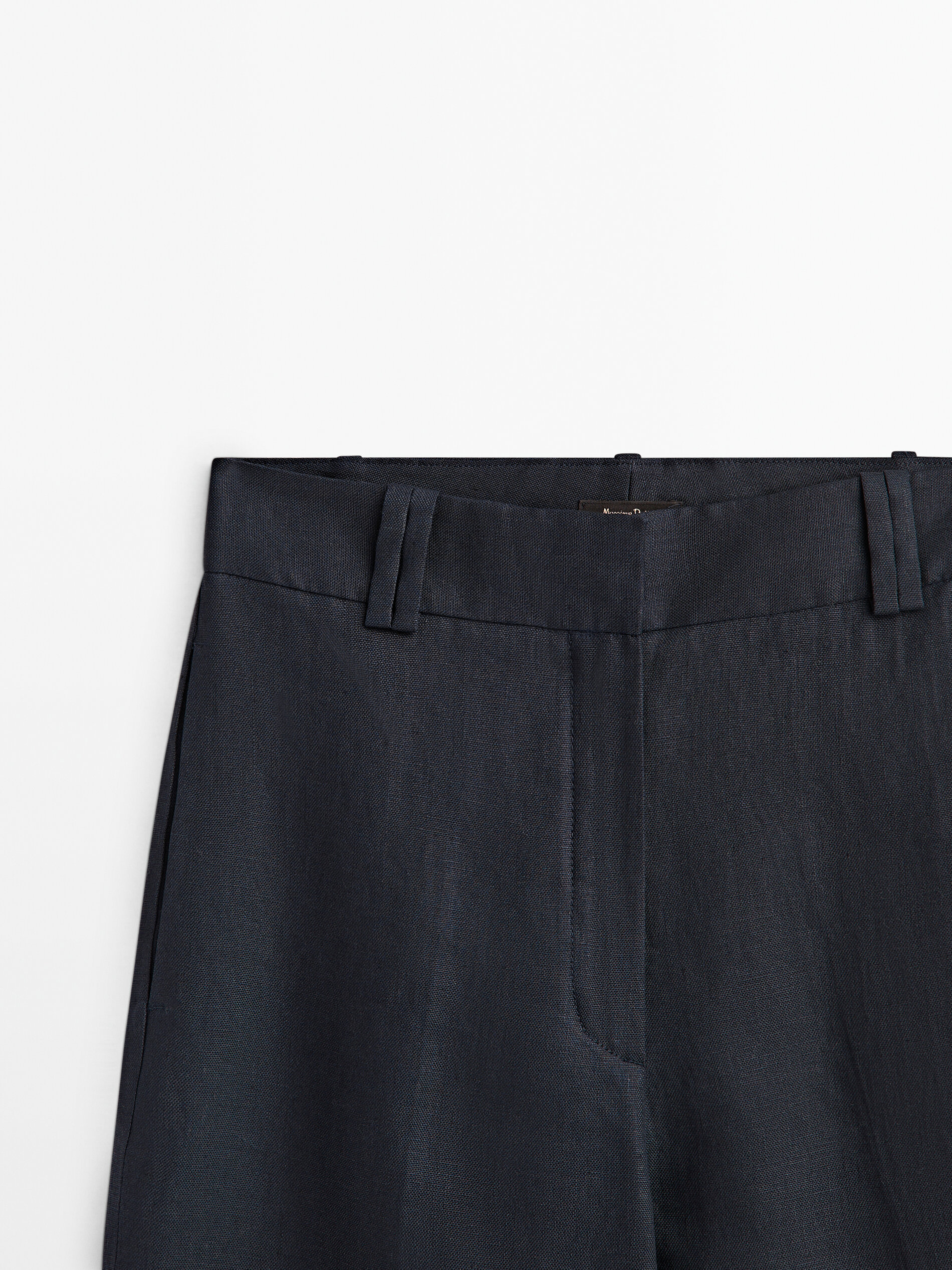 Pantalón traje 100% lino duplo trabilla - AZUL MARINO