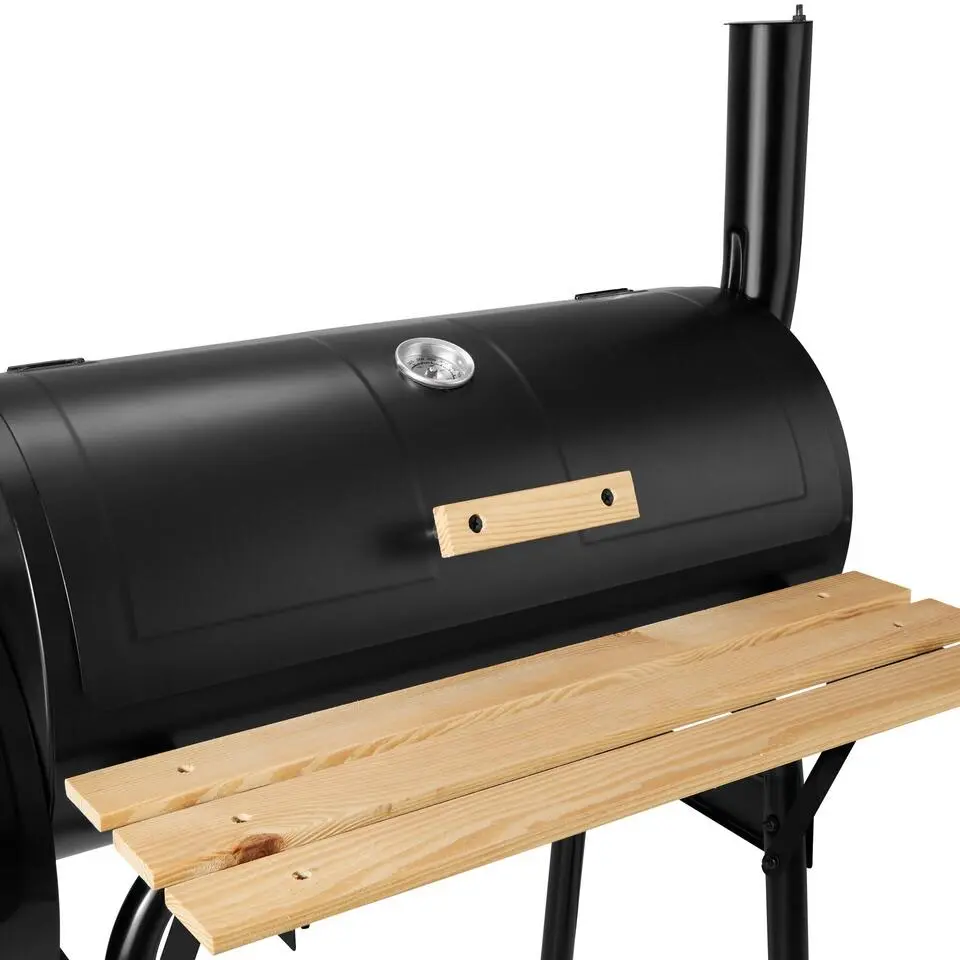 tectake Houtskool barbecue Smoker met thermometer, Zwart