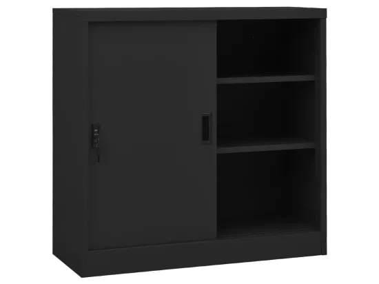 Armoire de bureau porte coulissante Anthracite 90x40x90 Acier