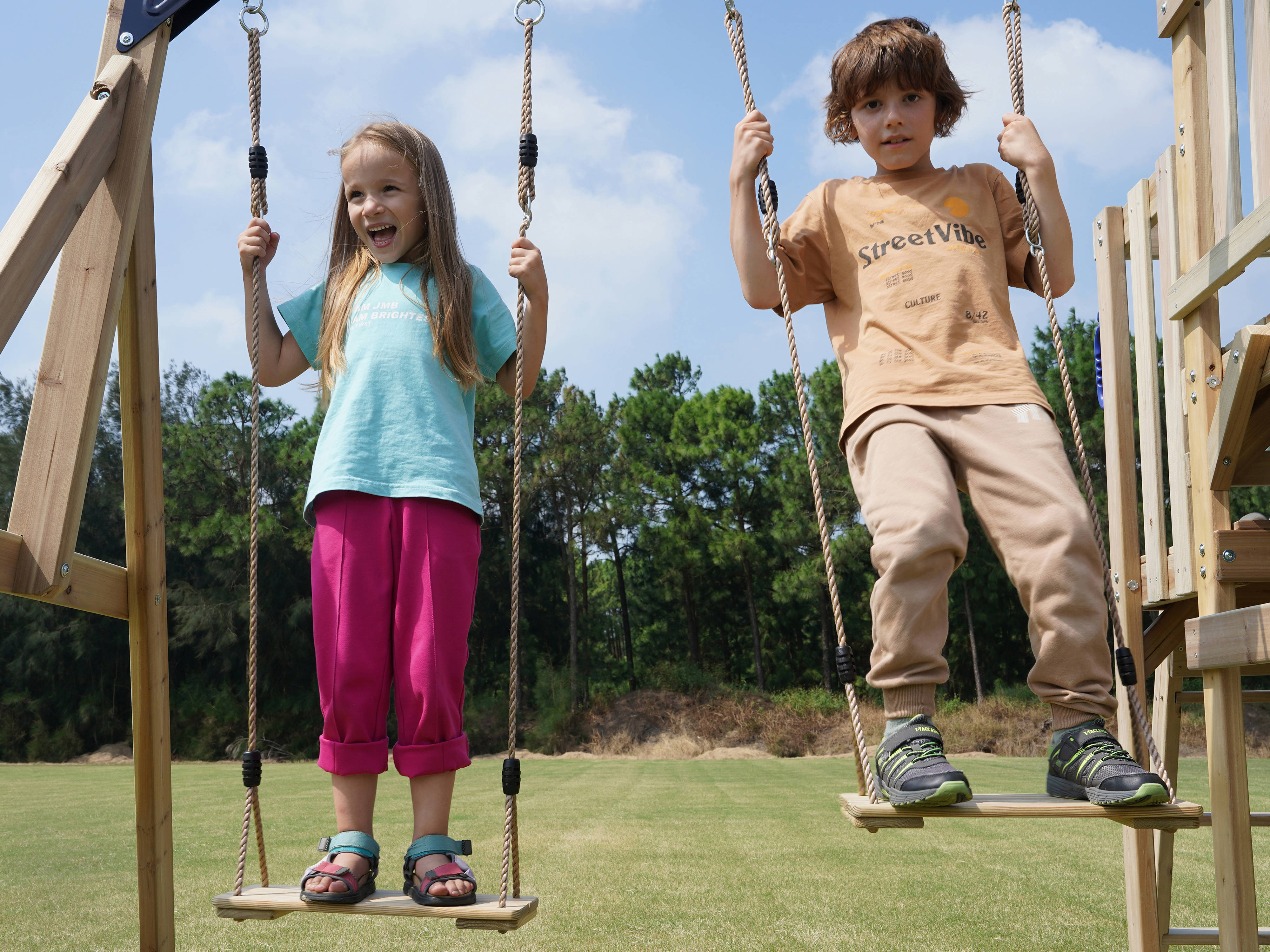 Axi Mette Swing Set with Double Swing and Picnic Table