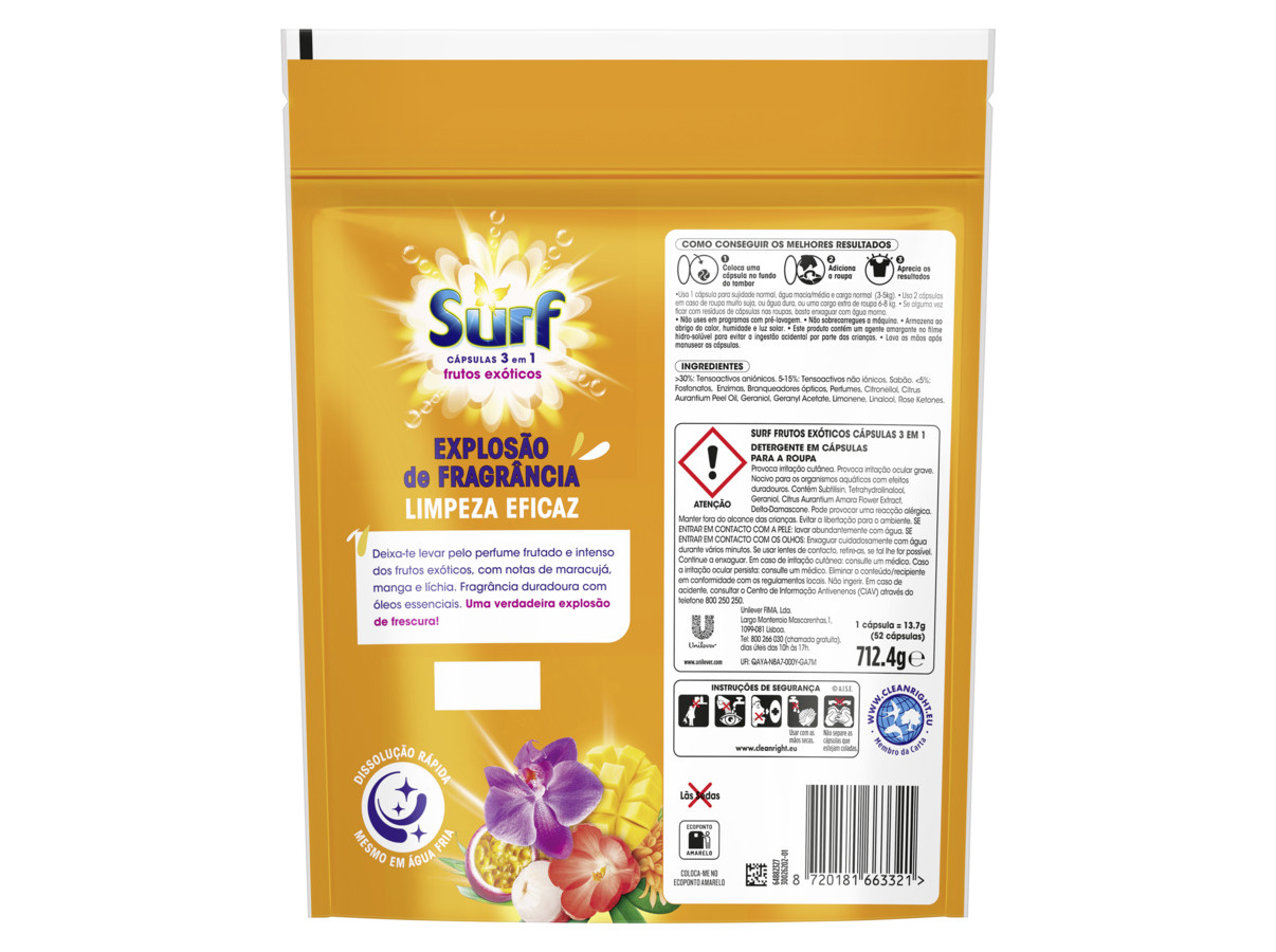 DET. ROUPA MÁQ. CÁPSULAS SURF FRUTOS EXÓTICOS 52D