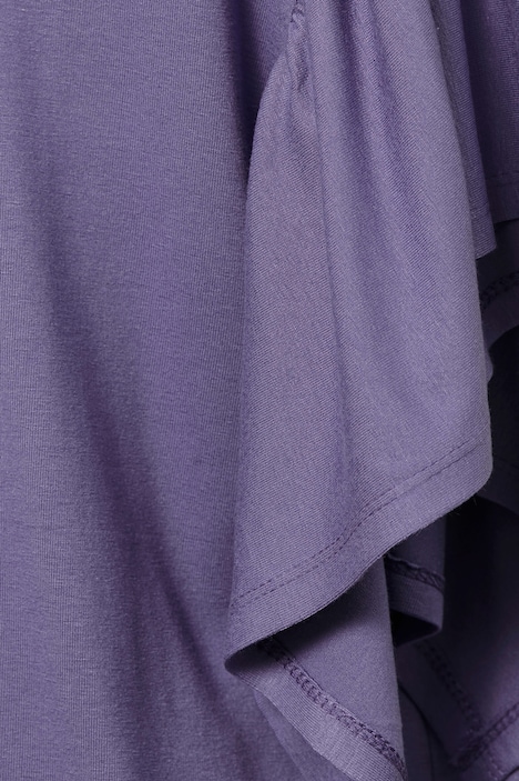 T-Shirt, oversized, U-Boot-Ausschnitt, Rüschen-Halbarm