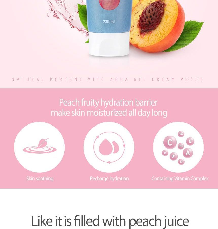 ROUND ME - Natural Vita Aqua Gel Cream Peach