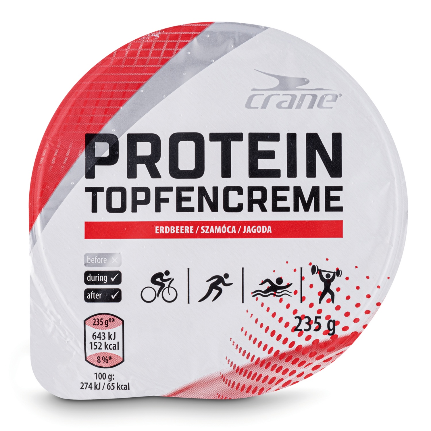 CRANE High Protein Topfencreme, Erdbeere 235 g