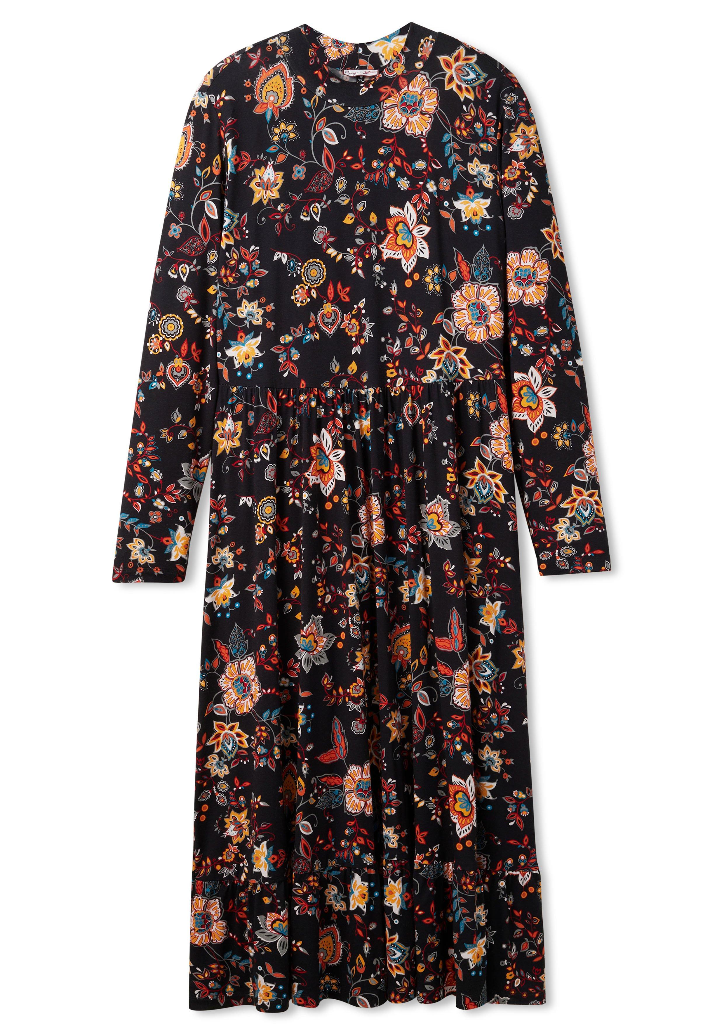 Jerseykleid mit weit schwingendem Rock, Blumenprint