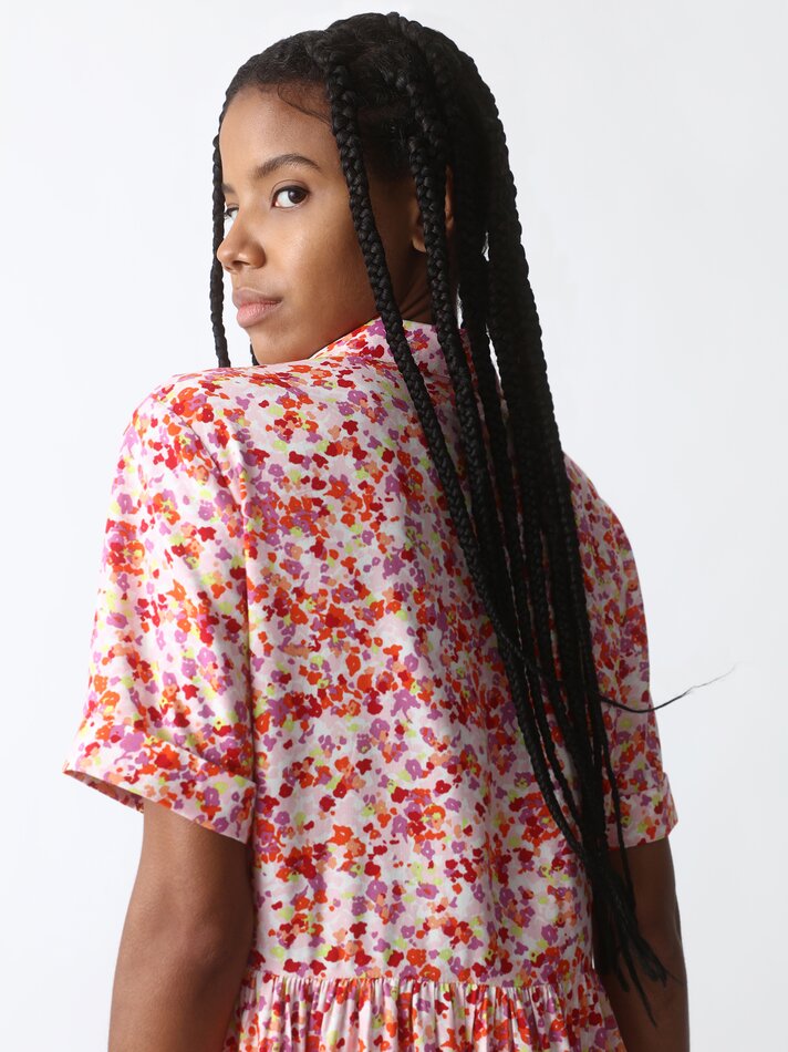 Vestido camisa evasê - Rosa