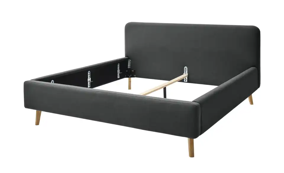 Polsterbettgestell Mattis Anthrazit Webstoff fein 140 cm ohne Bettkasten