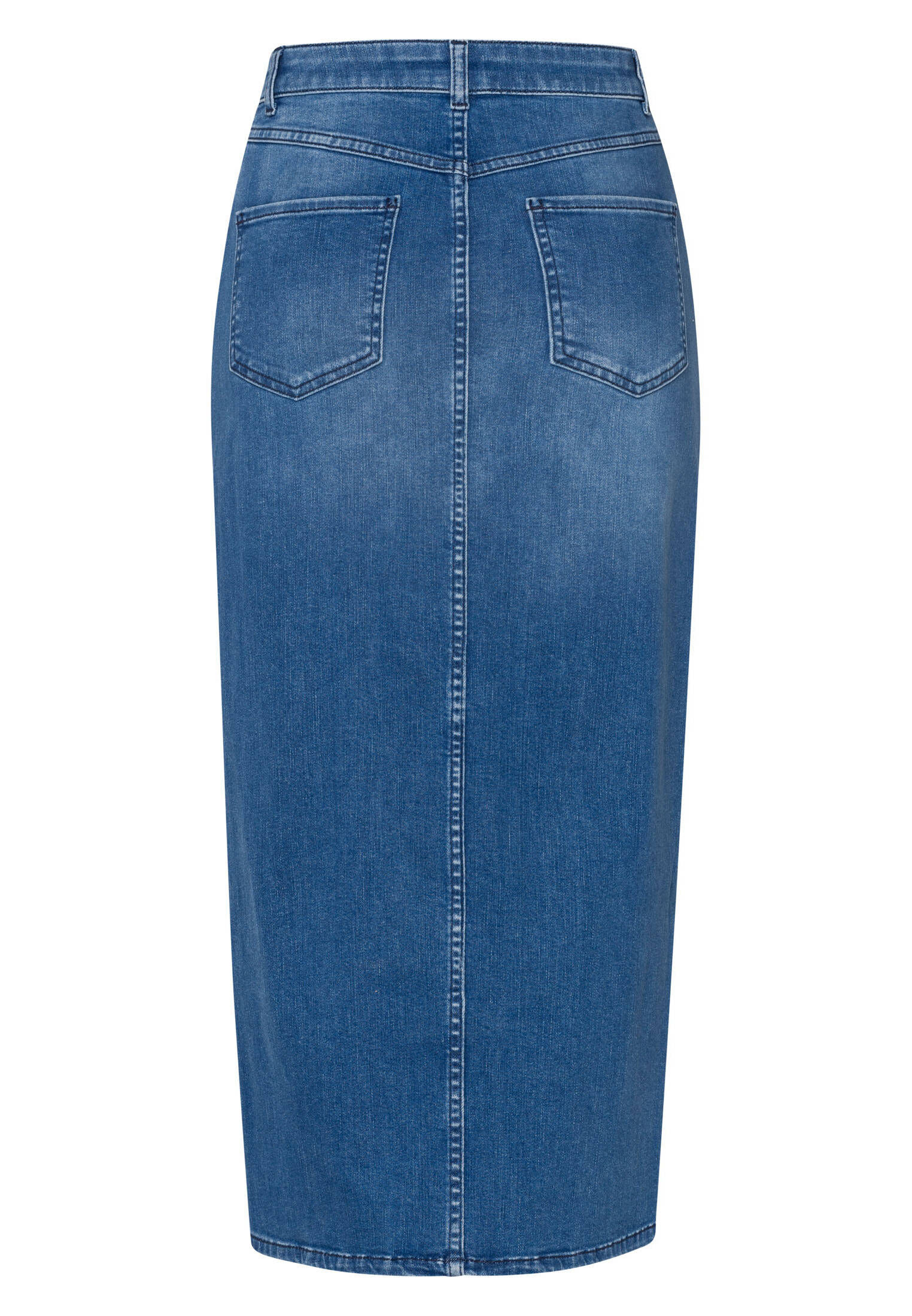 zero| Damen Jeansrock Midi mit Schlitz