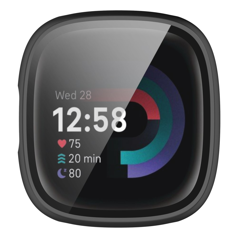 Fitbit Versa 4 / Sense 2 Hardcase Bumper Hülle mit Displayschutz - Schwarz
