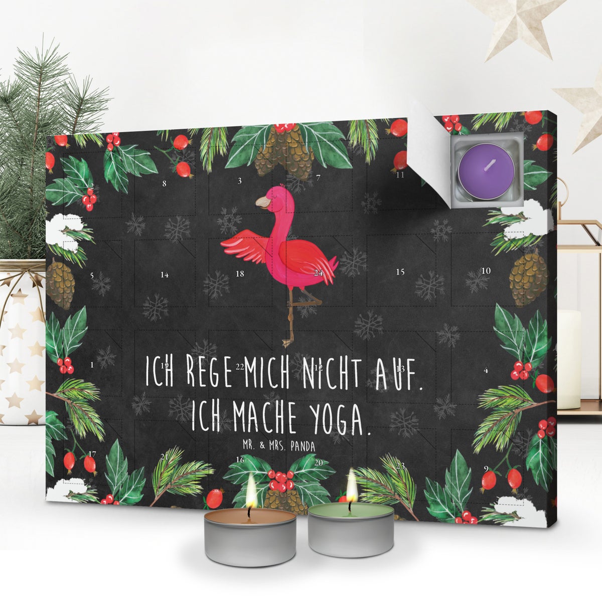 Mr. & Mrs. Panda Geurkaars Adventskalender Flamingo Yoga - Zwart