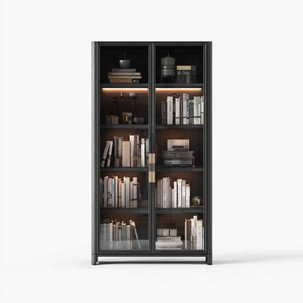 Moderner Bücherschrank aus Glas 80x40x180 cm - Schwarz