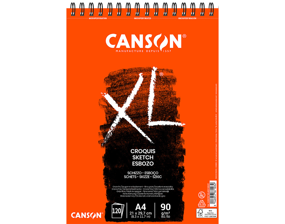 BLOCO DE DESENHO ESPIRAL CANSON XL A4 120 FOLHAS 90G