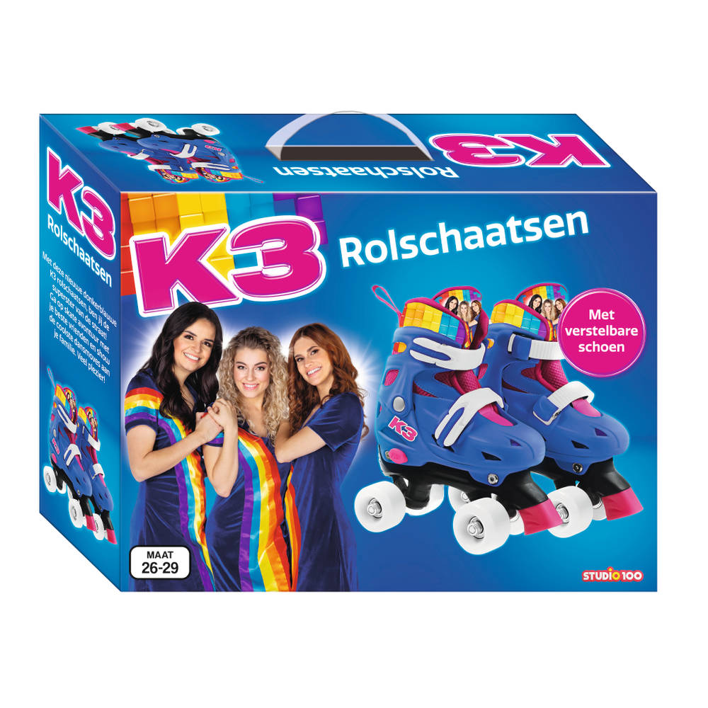 K3 rolschaatsen regenboog - maat 26/29 - donkerblauw