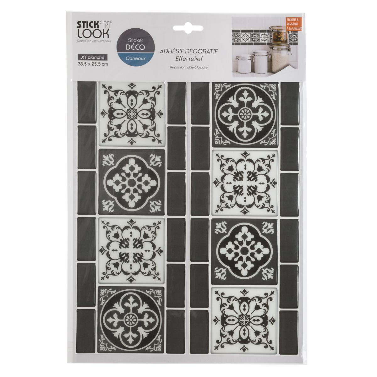 STICKER CARREAUX FRISE ARABESQUE NOIR