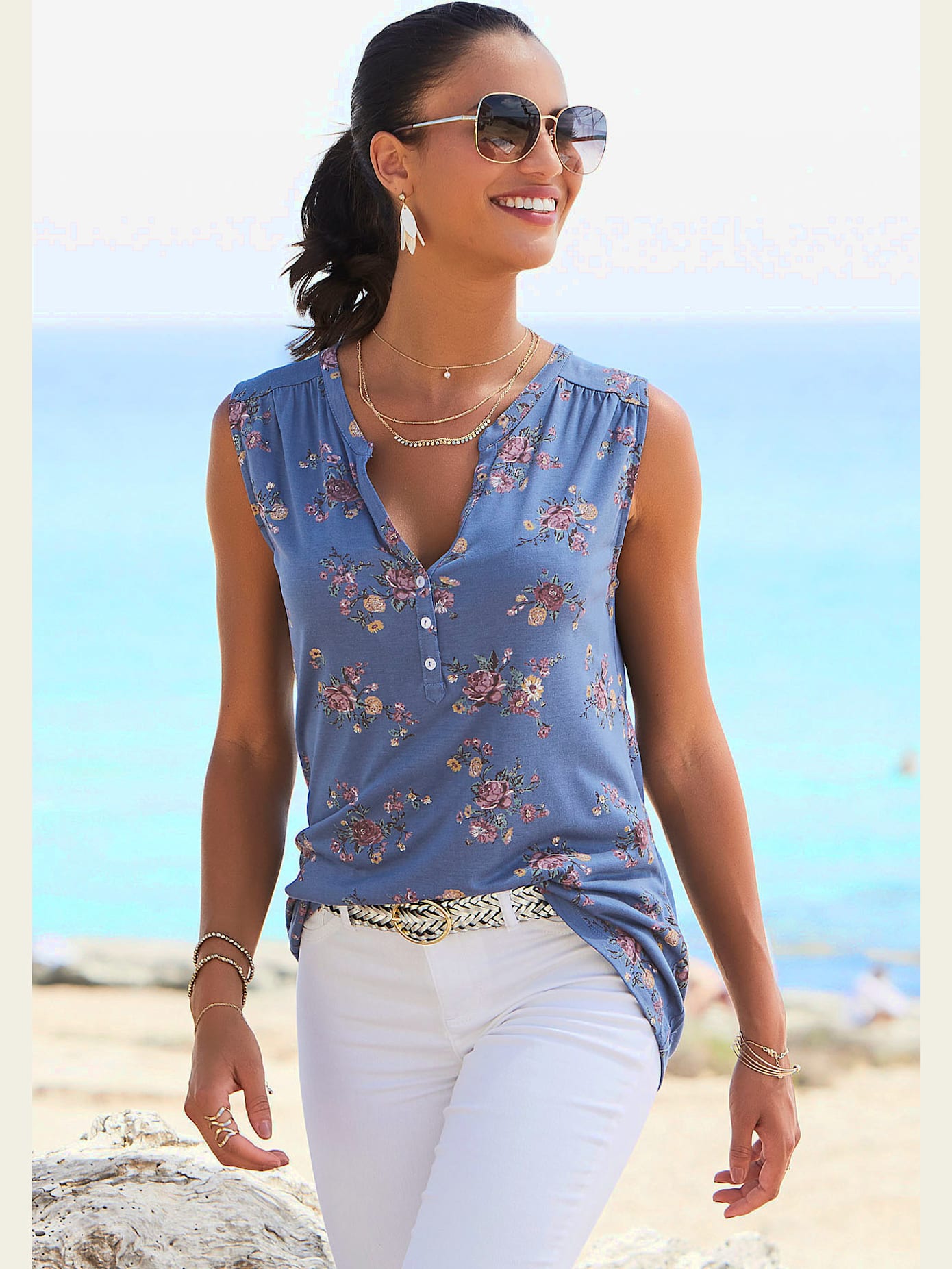 Débardeur lot de 2 : imprimé floral et uni