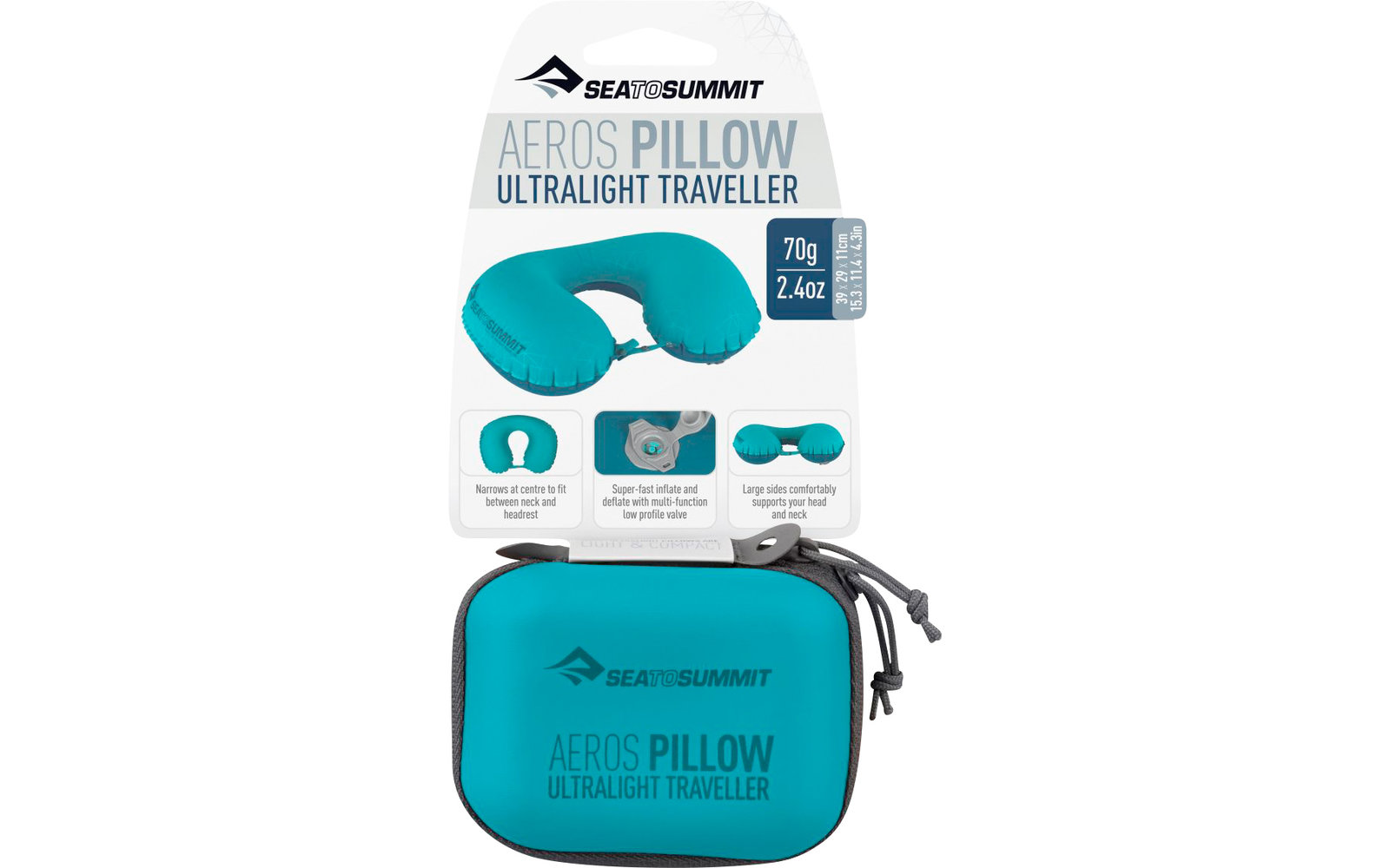 Sea to Summit Aeros Ultralight Pillow Traveller Nackenkissen, grau 39x11x29cm