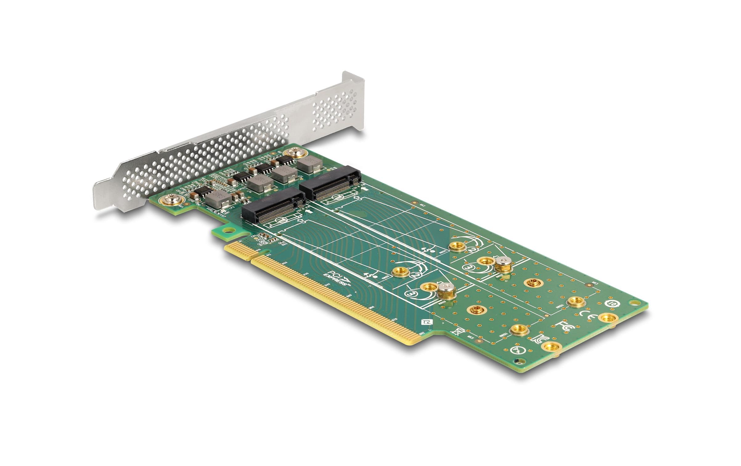 Host Bus Adapter PCI-Express x16 - 4 x NVMe M.2 Key M 110 mm<br>Delock PCI Express 4.0 x16 Karte zu 4 x intern NVMe M.2 Key M 110 mm – Bifurcation – Low Profile Formfaktor
