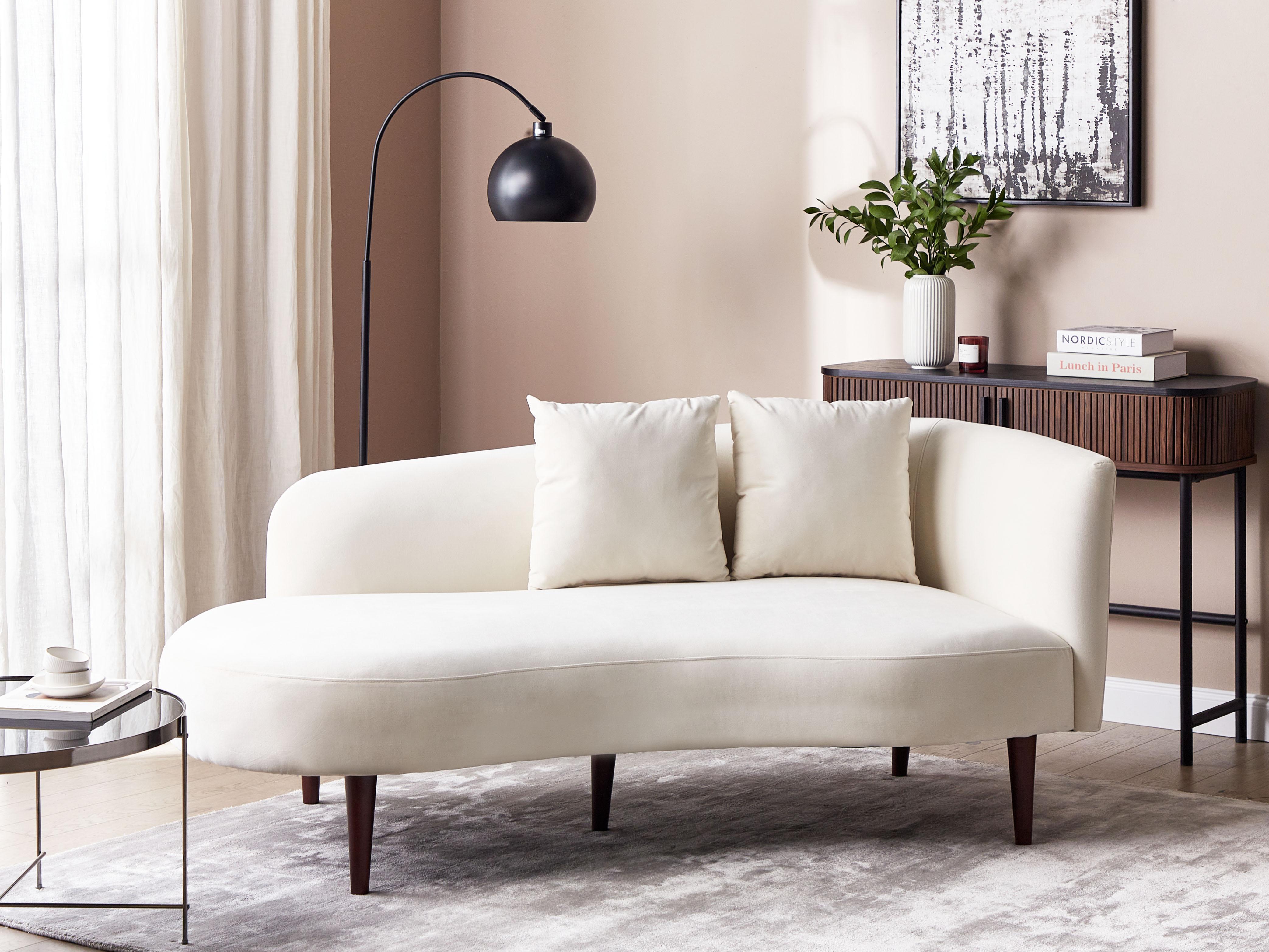 Rechtszijdige chaise longue CHAUMONT Fluweel Gebroken wit