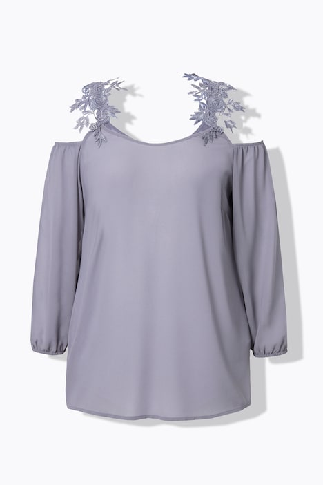 Bluse, Classic Fit, Schulter CutOut mit Spitze