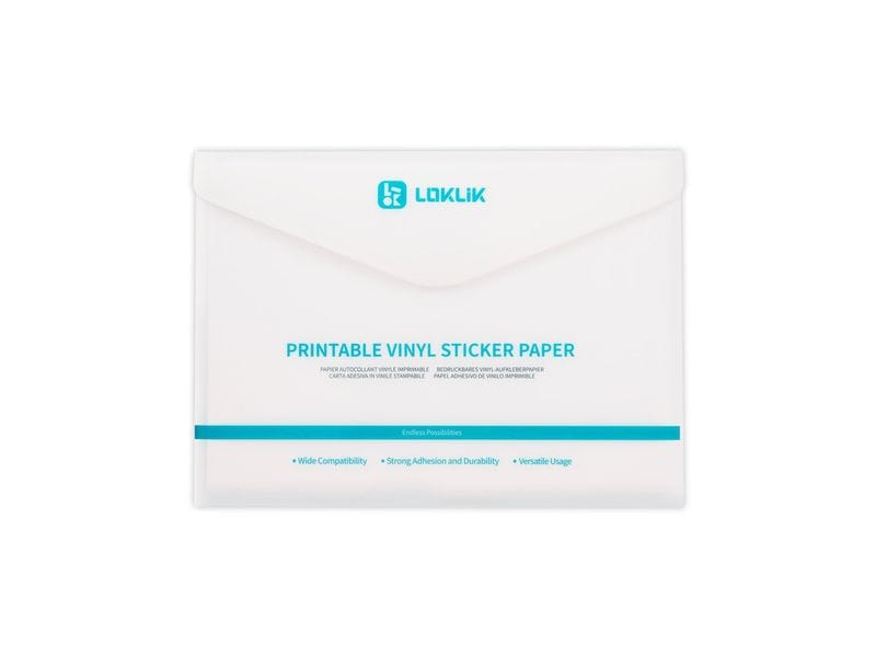 LOKLIK Bedruckbares Vinyl-Aufkleberpapier Einfach ausdrucken, ausschneiden und auf eine glatte und harte Oberfläche kleben