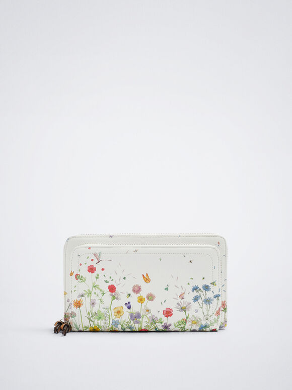 Carteira com estampa floral - Amarela
