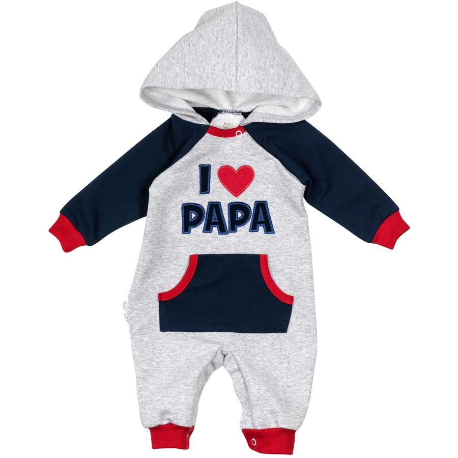 Baby Sweets Overall I love Mama & Papa grau navy